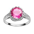 Sterling Silver Lab-created Pink Sapphire And Lab-created White Sapphire Crown Ring, Women's, Size: 5, Light Pink
