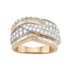 10k Gold 2 Carat T.w. Diamond Wave Ring, Women's, Size: 8, White