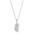 Fleur Cubic Zirconia Feather Pendant Necklace, Women's, Grey