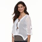 Women's Nina Leonard Handkerchief Knit Cardigan, Size: Large, White