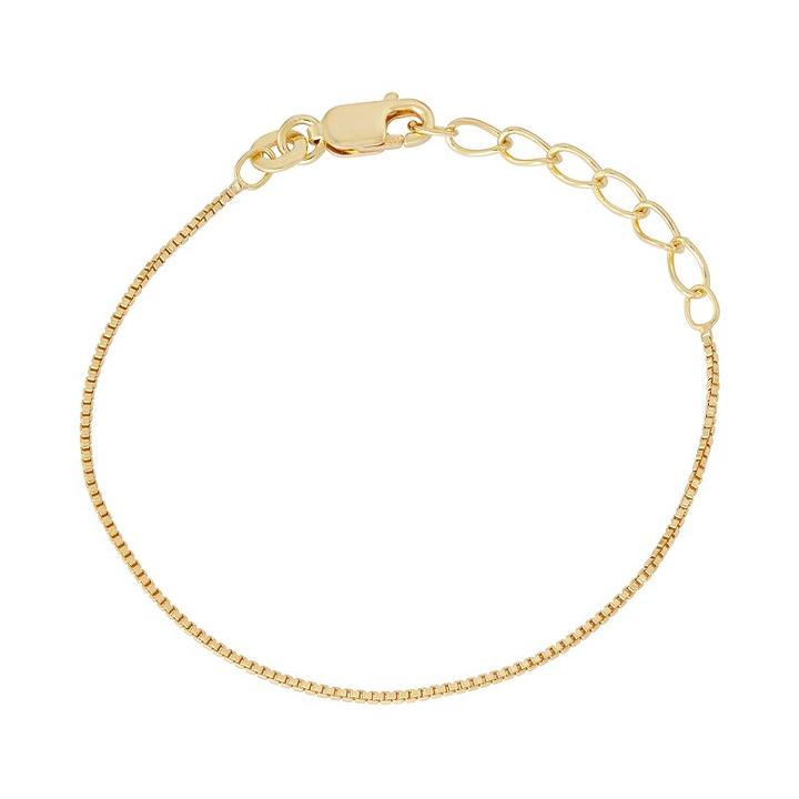 Junior Jewels Kids' Sterling Silver Box Chain Bracelet, Teens, Size: 4.5, Yellow