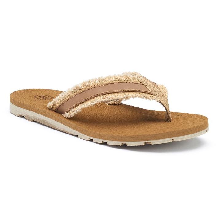 Men's Wembley Frayed Canvas Flip-flops, Size: Xl, Dark Beige