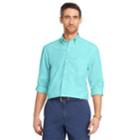 Men's Izod Slim-fit Essential Gingham Plaid Button-down Shirt, Size: Large, Brt Blue