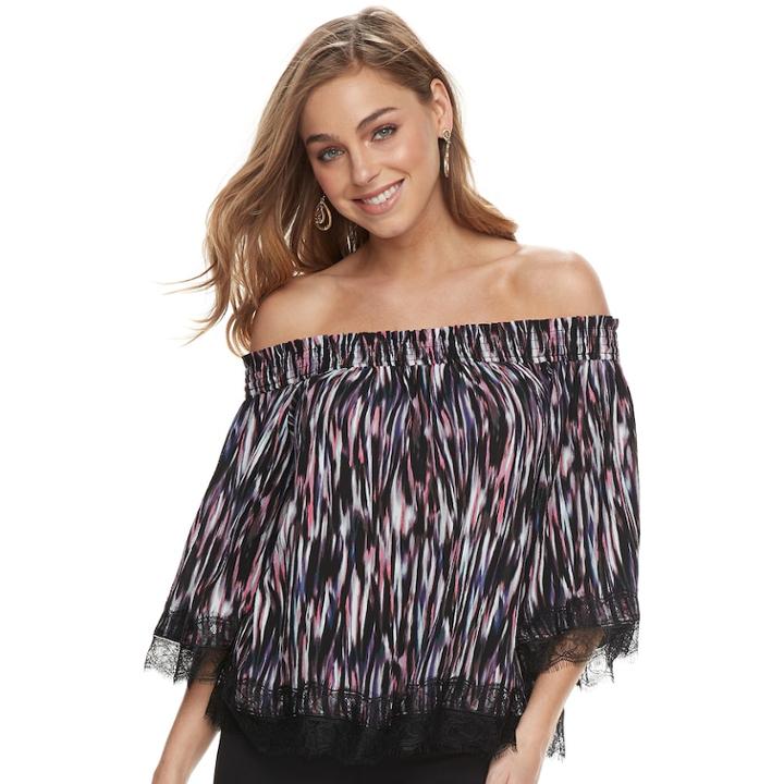 Women's Jennifer Lopez Off-the-shoulder Crepe Top, Size: Xl, Black