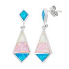 Sterling Silver Lab-created Opal Marquise Drop Earrings, Women's, Multicolor