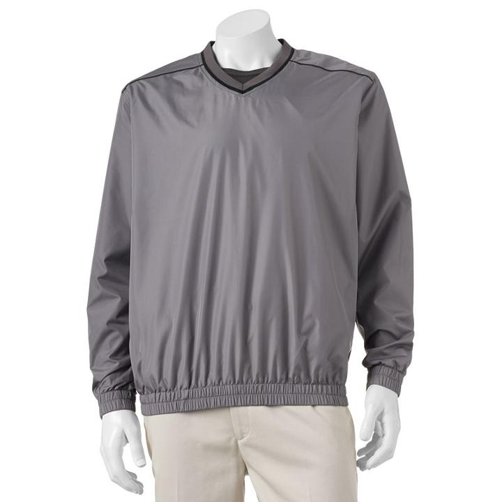 Men's Grand Slam Classic-fit Performance Windbreaker Golf Jacket, Size: Large, Med Grey