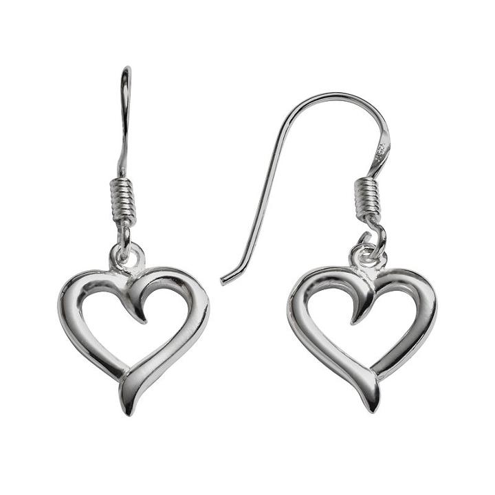 Sterling Silver Heart Drop Earrings, Women's, Grey