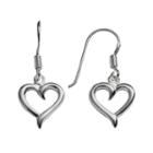Sterling Silver Heart Drop Earrings, Women's, Grey