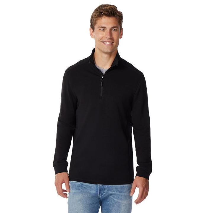Men's Heat Keep Fitted Quarter-zip Mockneck Pullover, Size: Xxl, Black