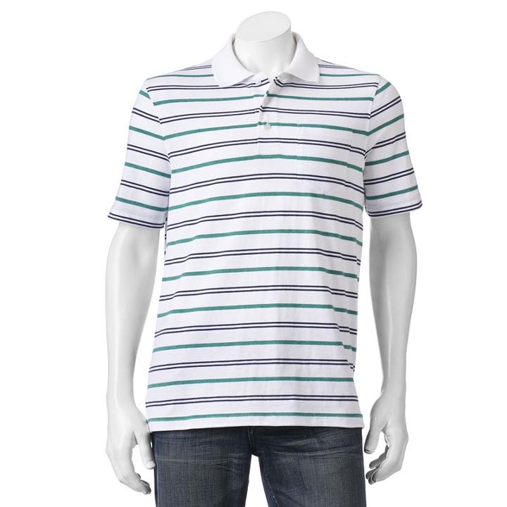 Big & Tall Croft & Barrow&reg; Signature Striped Polo, Men's, Size: Xxl Tall, White