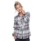 Women's Croft & Barrow&reg; Button-front Shirt, Size: Large, Dark Blue