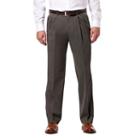 Men's Haggar Premium No Iron Khaki Stretch Classic-fit Pleated Pants, Size: 36x29, Grey (charcoal)