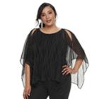 Plus Size Jennifer Cold-shoulder Top, Women's, Size: 1xl, Black