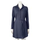 Women's Double Click Solid Shirtdress, Size: Small, Blue (navy)