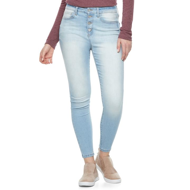 Junior's So High Rise Destructed Ankle Jeggings, Teens, Size: 13, Blue