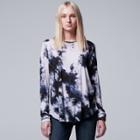 Women's Simply Vera Vera Wang Print Crewneck Tee, Size: Large, Light Grey