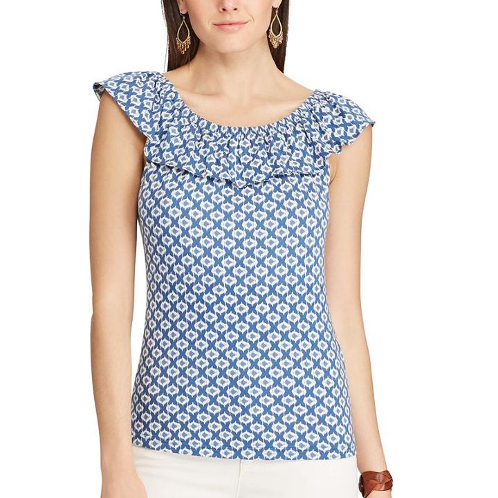 Women's Chaps Printed Off-the-shoulder Top, Size: Medium, Pink Ovrfl
