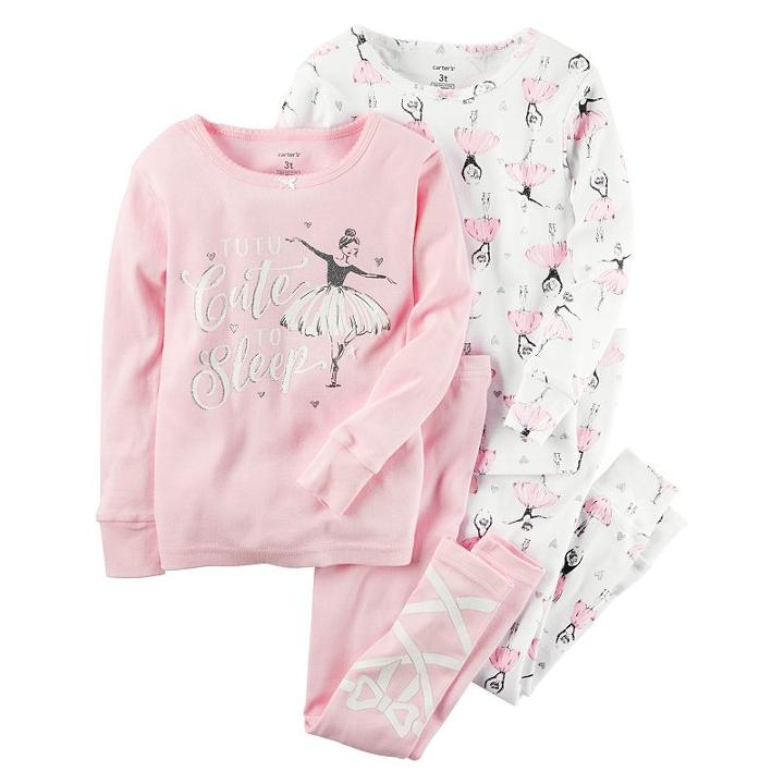 Girls 4-12 Carter's 4-pc. Ballerina Pajama Set, Girl's, Size: 12, Pink