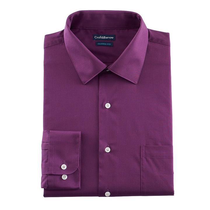 Men's Croft & Barrow&reg; Classic-fit Striped Dress Shirt And Patterned Tie, Size: S 32-33, Purple