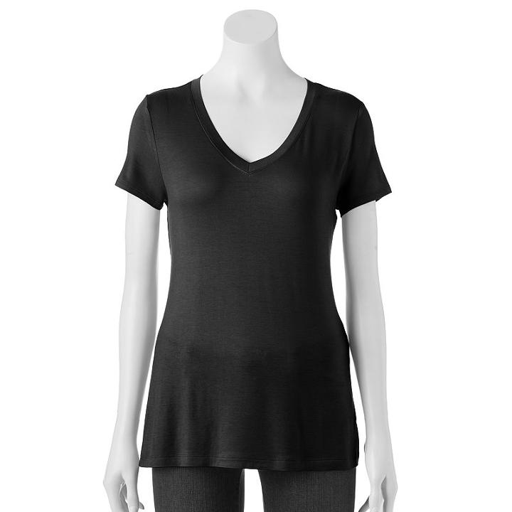 Women's Apt. 9&reg; Essential Tee, Size: Xs, Black