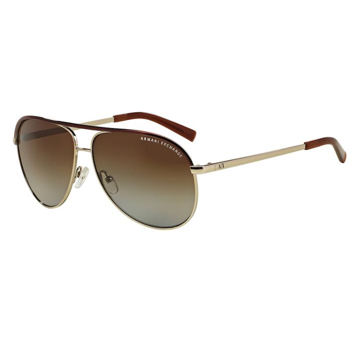 Armani Exchange Ax2002 61mm Aviator Gradient Polarized Sunglasses, Men's, Med Yellow