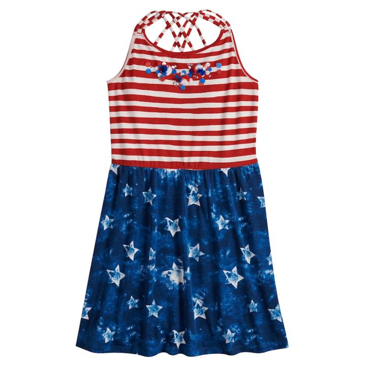 Girls 7-16 & Plus Size So&reg; Stars & Stripes Dress, Size: 12 1/2, Med Red