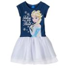 Disney's Frozen Elsa Girls 4-6x Glitter Chambray Tulle Tutu Dress, Girl's, Size: 6, Dark Blue