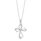 Hallmark Sterling Silver Cubic Zirconia Heart Cross Pendant Necklace, Women's, Size: 18, White