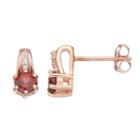 10k Rose Gold Garnet & Diamond Accent Drop Earrings, Women's, Red