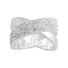 Silver Radiance Crystal Silver-plated Crisscross Ring, Women's, White