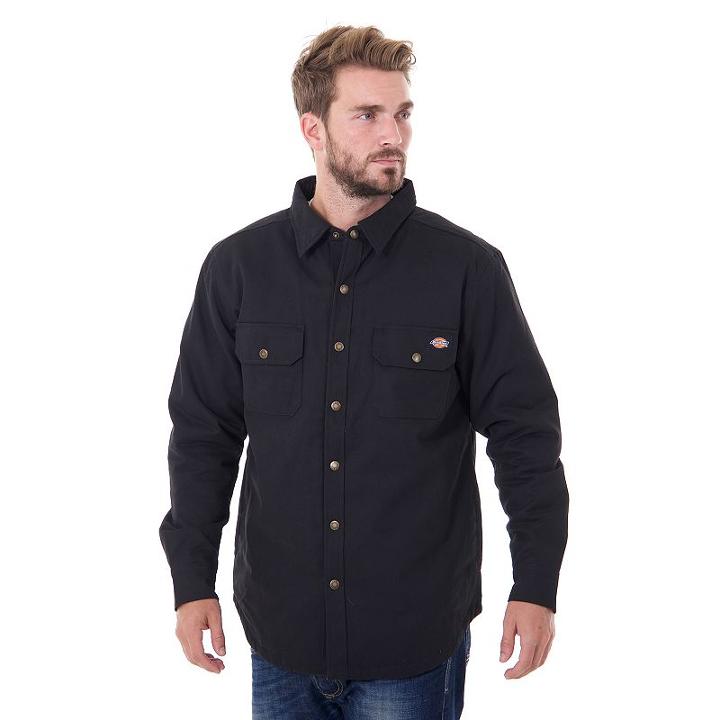Men's Dickies Classic-fit Peached Twill Shirt Jacket, Size: Large, Black