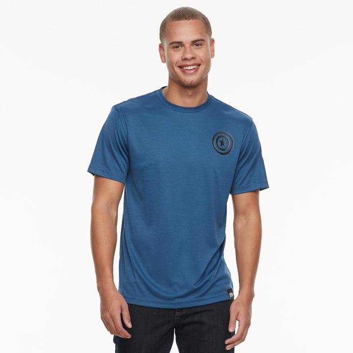 Men's Marvel Hero Elite Series Captain America Tee, Size: Large, Blue (navy)