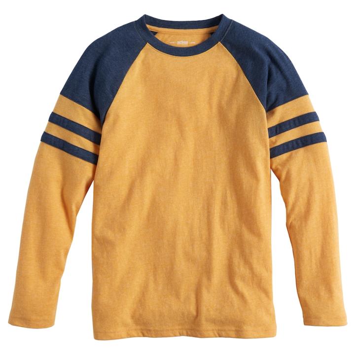 Boys 8-20 Urban Pipeline Varsity Stripe Raglan Tee, Size: Medium, Gold