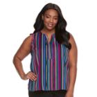 Plus Size Dana Buchman Print Splitneck Tank, Women's, Size: 2xl, Med Pink