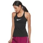 Women's Nike Dry Training Swoosh Racerback Tank, Size: Large, Grey (charcoal)