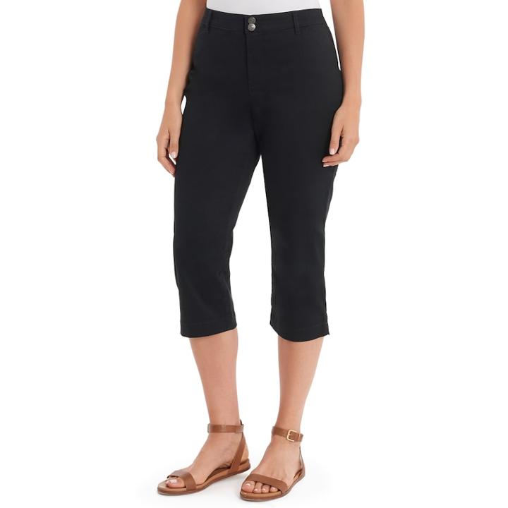 Women's Gloria Vanderbilt Julia Mid-rise Trouser Capris, Size: 6, Black