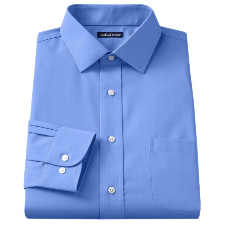 Men's Croft & Barrow&reg; Classic-fit Easy Care Solid Spread-collar Dress Shirt, Size: 14.5-32/33, Blue
