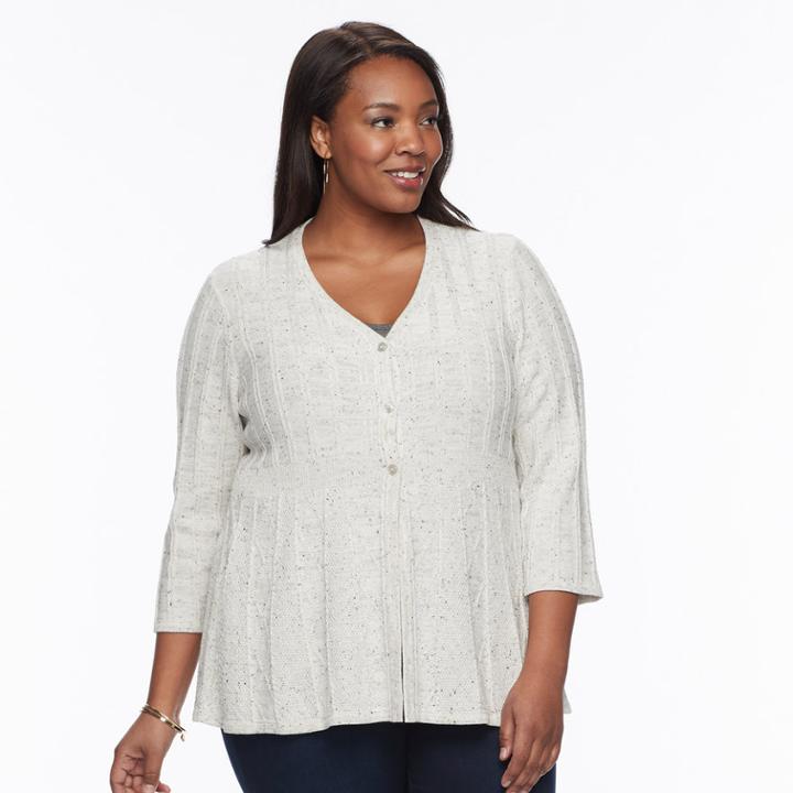 Plus Size Croft & Barrow&reg; Textured Swing Cardigan, Women's, Size: 2xl, Natural