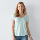 Petite Sonoma Goods For Life&trade; Essential Print V-neck Tee, Women's, Size: Xl Petite, Lt Green