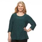 Plus Size Croft & Barrow&reg; Jacquard Wave Tee, Women's, Size: 0x, Turquoise/blue (turq/aqua)