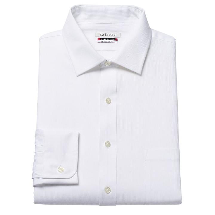 Men's Van Heusen Flex Collar Regular-fit Pincord Dress Shirt, Size: 15.5-34/35, White
