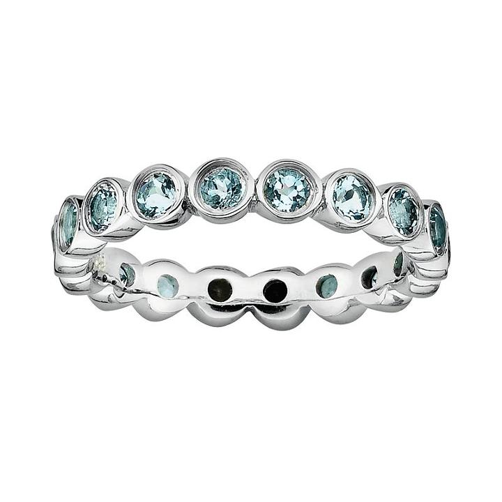 Stacks And Stones Sterling Silver Aquamarine Stack Ring, Women's, Size: 6, Blue