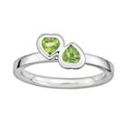 Stacks And Stones Sterling Silver Peridot Heart Stack Ring, Women's, Size: 8, Green