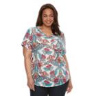 Plus Size Kate And Sam Printed Tee, Women's, Size: 2xl, Dark Red