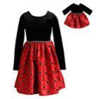 Girls 4-10 Dollie & Me Velour Dress Set, Size: 4, Black Red