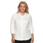 Plus Size Dana Buchman Jacquard Button-front Top, Women's, Size: 3xl, White
