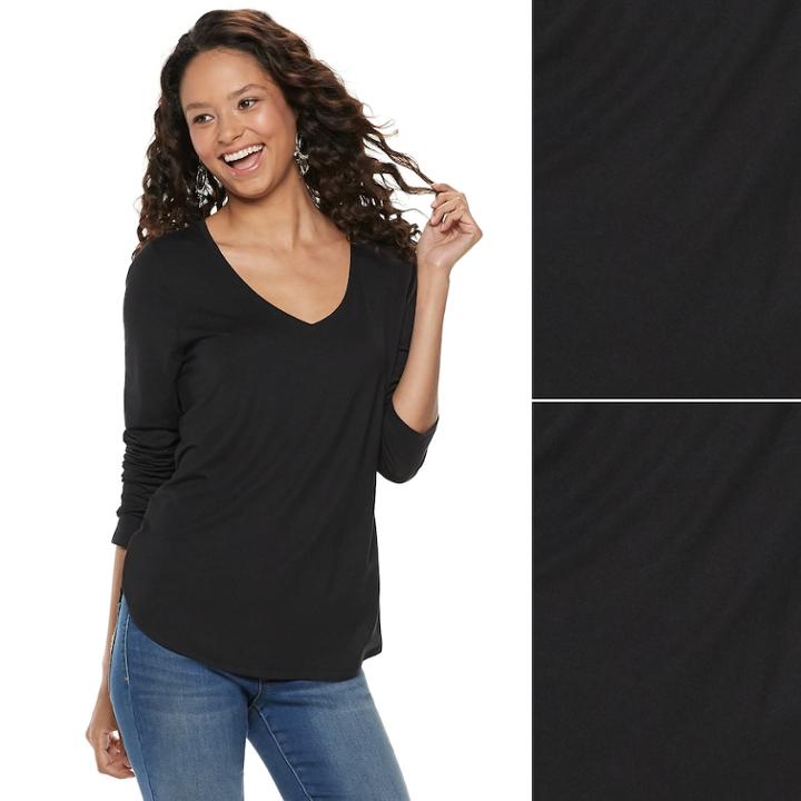 Juniors' So&reg; 2-pack Perfect V-neck Tee, Teens, Size: Xl, Black