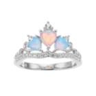 Sterling Silver Lab-created Opal Tiara Ring, Women's, Size: 7, Pink