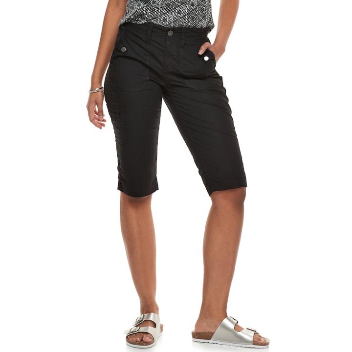 Women's Sonoma Goods For Life&trade; Ultra Breathable Poplin Skimmer Shorts, Size: 16, Black