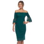 Women's Sharagano Off-the-shoulder Lace Overlay Midi Dress, Size: 6, Light Blue